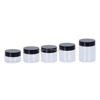 Panci kelas makanan mulut lebar 50g 60 g 100g 120g 150 g 200g 250 g 4 oz 5 ons 6 Oz stoples plastik bening hewan peliharaan Jam dengan tutup putih