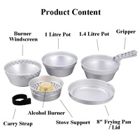 Ensemble de cuisine de camping en aluminium pur ultraléger - Facile à nettoyer - Compatible avec les réchauds à gaz - Capacité de 1 à 2 L