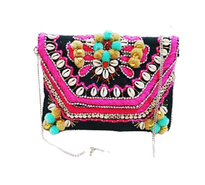 Banjara-Bolso bohemio hecho a mano de la India, bolsa de yute multicolor, Festival bohemio bordado a mano por artesanía de calidad - Product Image 3
