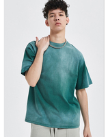 100% algodón Jersey de gran tamaño lavado ácido pigmento tinte sol desvanecido Vintage lavado sólido estampado Unisex camisetas para Hombres estilo callejero