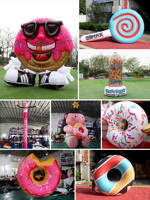 Modèle alimentaire gonflable publicitaire portable : Gâteau, Donut, Pain, Dessert, Gaufre géante pour exposition