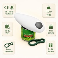 Ouvre-boîte électrique automatique à une touche, coupe lisse, fonctionne avec 2 piles AA, ouvre-bocal, ouvre-bouteille, gadget de cuisine avec certifications CE et ROHS