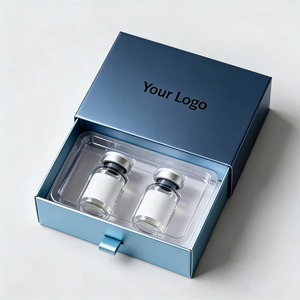 Boîte à tiroir en papier pour flacons de peptides de 2 ml et 3 ml avec étiquette, languette d'ouverture et insert en plastique - Product Image 2