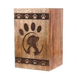 Customized Wooden Pet Memorial Keepsake Cremation Urns Memorial Dog Wood Keepsake Box Cat Dogs Ashes Urns Wooden Pet Urn Box