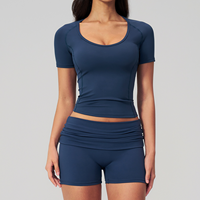Ensemble de sport et yoga personnalisé pour femme, 2 pièces, avec débardeur dos nageur à bretelles spaghetti et short à taille repliable