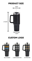 Mug de voyage isotherme en acier inoxydable à double paroi avec poignée, personnalisable avec logo, 20 oz, 30 oz, 40 oz