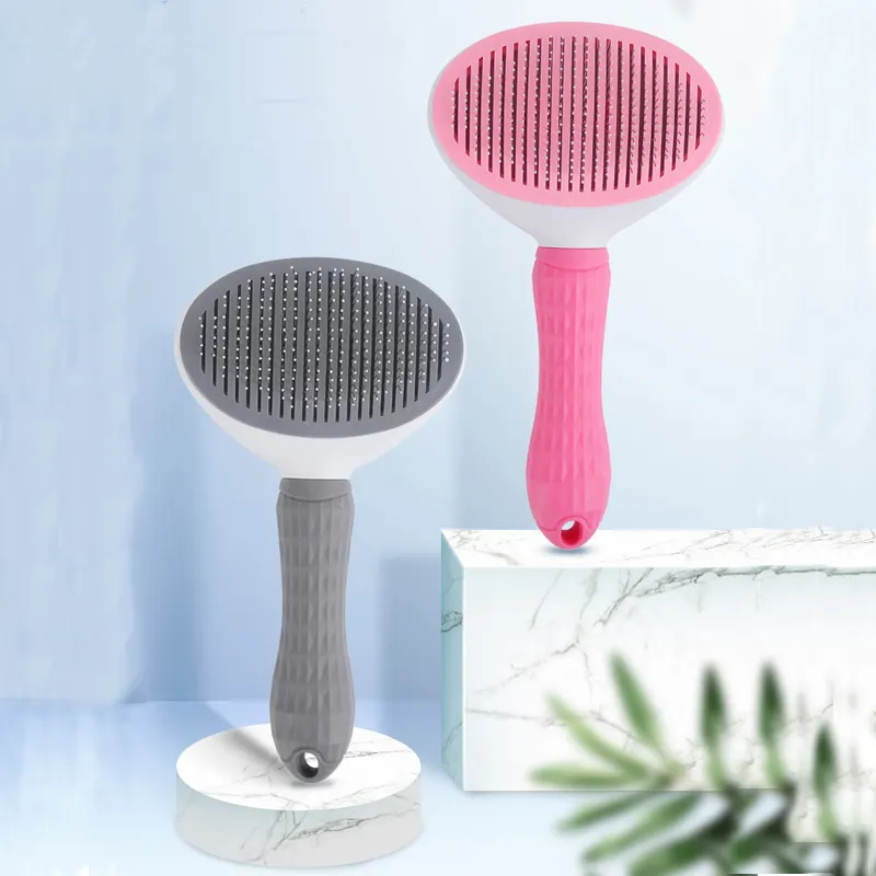 Hot selling pet hair remover deshedding tools cat grooming brush massage comb self cleaning slicker pet accessories mascotas