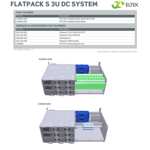 Sistema de Alimentación de CC Eltek 3U <span class=keywords><strong>FPS</strong></span> 24V 3x2kW 6x230V BULK CON FILTRO Número de Pieza: CA0603.000 CA0603.001 - Product Image 5