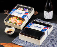Wegwerp houten sushi schaal bezorgdoos Japanse bento afhaalkartonnen verpakking met deksel 70oz inhoud gelakt