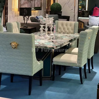 Table à manger en marbre et chaises en cuir de Dongguan Furniture, table à manger en bois et marbre