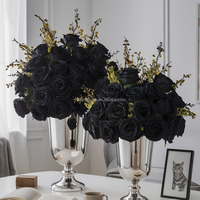 Boule de fleurs noire MoKtong 50 cm en hortensia véritable toucher vintage pour décoration de mariage et douche nuptiale
