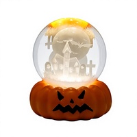 Lanterne Citrouille Crâne en Résine de Dessin Animé pour Halloween, Boule de Cristal Fantôme, Veilleuse, Lampe d'Ambiance Décorative pour la Maison, Ornement de Bureau Créatif