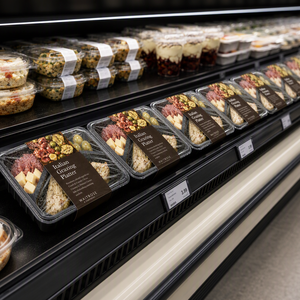 Barquette en plastique jetable noire en PP à 3 compartiments avec logo personnalisé pour viande, volaille et aliments surgelés en supermarché - Product Image 4