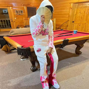 Biểu Tượng Tùy Chỉnh 3D Phun In Flare Xếp Chồng Lên Nhau Quần Người Đàn Ông Áo Mồ Hôi Phù Hợp Với Chất Lượng Cao Cotton Nặng Tracksuits Hai Mảnh - Product Image 3