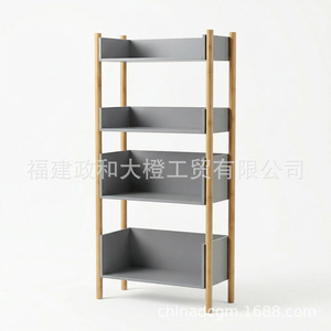 Estante de Almacenamiento Nórdico de Madera Maciza de Cuatro Niveles, Ecológico, para Sala de Estar, Librería de Pie, Forma Rectangular - Product Image 1