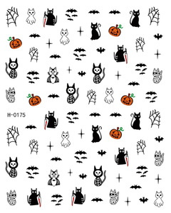 Autocollants pour ongles d'Halloween, 6 pièces, autocollants 3D imperméables, fantômes, citrouilles, chauves-souris, chats, crânes, pour manucure DIY - Product Image 3