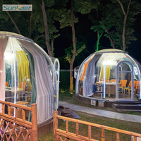Dôme géodésique moderne anti-rouille résistant aux UV/pluie/neige pour usage hôtelier, en polycarbonate, installation facile, idéal pour café et glamping