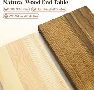 Petite table d'appoint ronde avec cadre métallique en bois massif, table d'appoint à 3 niveaux pour canapé d'appoint - Product Image 4