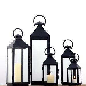 High Quality Modern Style Outdoor Decorative Led Candle Holder Metal Wind Lantern