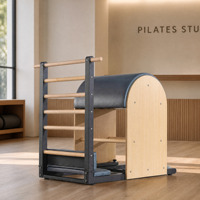 Baril d'escalade Pilates réglable et portable, structure en fer noir, bois d'érable, cuir PU, équipement de fitness pour usage commercial et domestique
