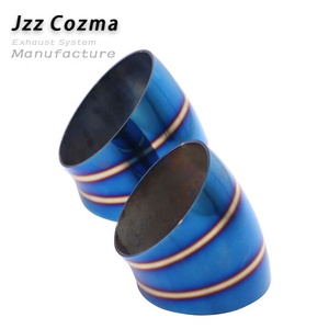 Coude d'<span class=keywords><strong>échappement</strong></span> <span class=keywords><strong>45</strong></span> degrés pour main courante d'escalier, connecteur coloré bleu, en acier inoxydable - Product Image 1