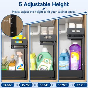 Organizzatore Estraibile a 2 Livelli in Metallo Espandibile per Sotto <span class=keywords><strong>Lavello</strong></span>, Bagno, <span class=keywords><strong>Cucina</strong></span>, Lavanderia, Dispensa - Product Image 6