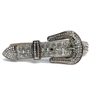 Western Sparkle Bling Bling Strass <span class=keywords><strong>Ceinture</strong></span> Grande Boucle Coloré <span class=keywords><strong>Argent</strong></span> Cristal Clouté <span class=keywords><strong>Ceinture</strong></span> En Cuir Hommes <span class=keywords><strong>et</strong></span> Femmes - Product Image 2
