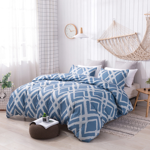 2024 nuovo Design <span class=keywords><strong>copripiumino</strong></span> in microfibra stampato <span class=keywords><strong>blu</strong></span> <span class=keywords><strong>copripiumino</strong></span> con motivo geometrico moderno per la casa - Product Image 2