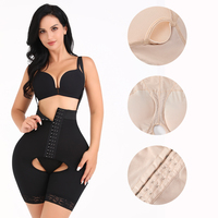 Vêtement de compression sans couture pour femme, taille haute, à trois boucles, avec bretelles, pour un effet lifting des fesses