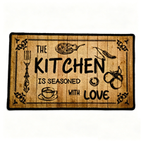 Tapis de cuisine moderne en polyester lavable, motif chef de dessin animé personnalisé en usine, imperméable, antidérapant, avec envers en PVC, résistant à l'huile et à séchage rapide
