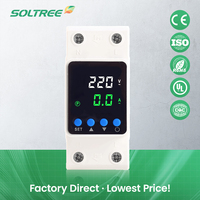 Protecteur de surtension et de sous-tension domestique 2P 40A 63A 80A 220V 230V avec affichage en temps réel de la tension et du courant, réenclenchement automatique réglable
