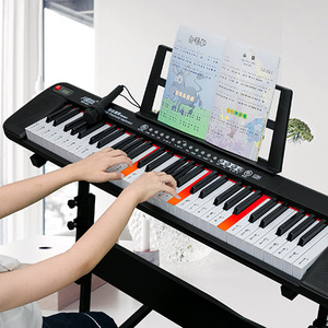 Electronic Keyboard 61-Key With <b>Lights</b> And Microphone For Adults And Beginners Practice With Tutorial And Stickers Included - Product Image 1