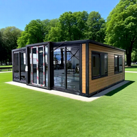 Maison conteneur de luxe extensible, préfabriquée, pliable, modulaire, mini-maison de 20 pieds, villa mobile portable avec grande fenêtre en verre