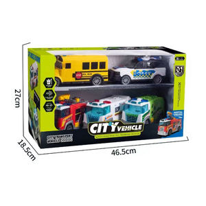 En gros, Ensemble de véhicules jouets en plastique à friction, camions de ville acousto-optiques à inertie, collection de voitures pour enfants avec lumières et musique - Product Image 4