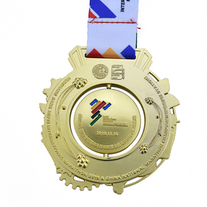 <span class=keywords><strong>El</strong></span> diseño de su propia suspensión ronda hilado deporte correr una maratón de acabado de Metal de aleación de Zinc medalla con cordón - Product Image 4