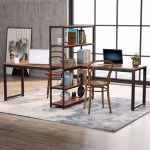 Escritorio de Estudio Grande de Madera Maciza de Arce con Estantería para Libros, Escritorio para <span class=keywords><strong>Trabajar</strong></span> <span class=keywords><strong>desde</strong></span> <span class=keywords><strong>Casa</strong></span>, Estación de Trabajo Moderna - Product Image 2