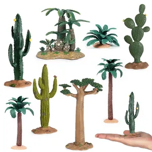 Lifelike Solid PVC Plastic Animal Toys Realistic Plant Playsets Eco-friendly Tree Cactus Cereus Baobab Coconut Palm