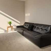 Canapé convertible en cuir véritable VONLIVA pour salon, style moderne en forme de L, canapé d'appartement entièrement noir, design nordique