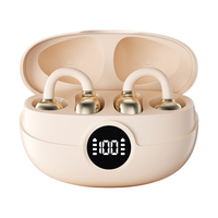 Écouteurs TWS à clip d'oreille, vente en gros Chine, affichage LED, logo personnalisé, numériques, électroplaqués, étanches IPX4, base de charge 200 mAh