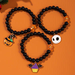 Halloween <b>Beaded</b> <b>Bracelet</b> Set Cartoon Pumpkin Candy Charm Party Jewelry Elastic Rope <b>Bracelets</b> for Women Kids - Product Image 2