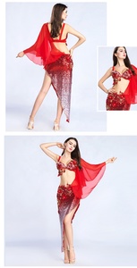 Abito da Donna di Alta Qualità con Paillettes Graduali e Ricami, <span class=keywords><strong>Costume</strong></span> per Danza del Ventre, Spettacoli di Carnevale e Performance - Product Image 3