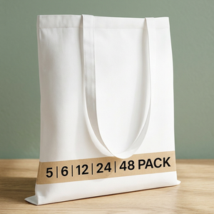 Sacs fourre-tout en toile de coton premium avec longues poignées en corde, logo personnalisé imprimé, pour plage, mariage, OEM/ODM, marque privée, vente en gros - Product Image 1