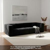 Ensemble de canapés en velours côtelé noir moderne, modèle A-20, canapé-lit compressé pour petit salon, canapé-lit modulaire convertible 3 places