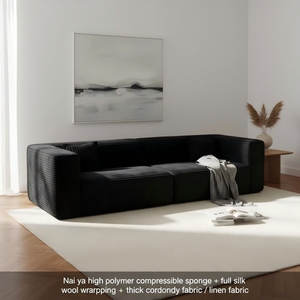 Conjunto de Sofá Moderno de Pana Negra, Modelo A-20, Sofá Cama Compacto para Sala de Estar Pequeña, Sofá Cama Modular Convertible de 3 Plazas - Product Image 4