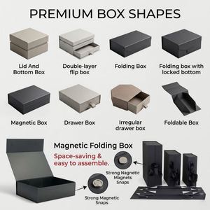 Premium Custom Logo Luxury Eco-Friendly Large Matte Rigid Paper Cardboard <b>Black</b> Magnetic Folding Closure <b>Gift</b> <b>Box</b> Embossing - Product Image 5
