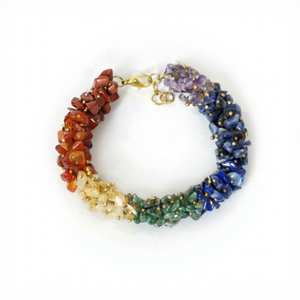 Bracelet bohème en perles de cristal multicolores, plaqué or, fermoir poli, unisexe, bijou cadeau du Gujarat - Product Image 2
