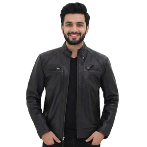 <b>Men's</b> Genuine <b>Leather</b> Winter <b>Jacket</b> with Stand Collar Custom Design and New Look for Winter Fashion <b>jacket</b> for <b>men</b> - Product Image 1