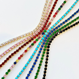 Hip-Hop Bunte Zirkonia Einreihige Kette Hundert Farbige Diamanten Tennis-Kette Choker Halskette Damenschmuck Individuell Anpassbar - Product Image 4