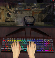 Clavier de jeu filaire ergonomique à 104 touches avec interface USB, rétroéclairage rvb, pour PC, ordinateur portable, langues russe et espagnol