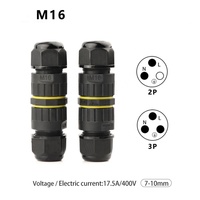 Conector de Cable de Alimentación de Plástico, Conector Electrónico Circular IP68 a Prueba de Agua, Macho y Hembra, M16, 2 y 3 Pines